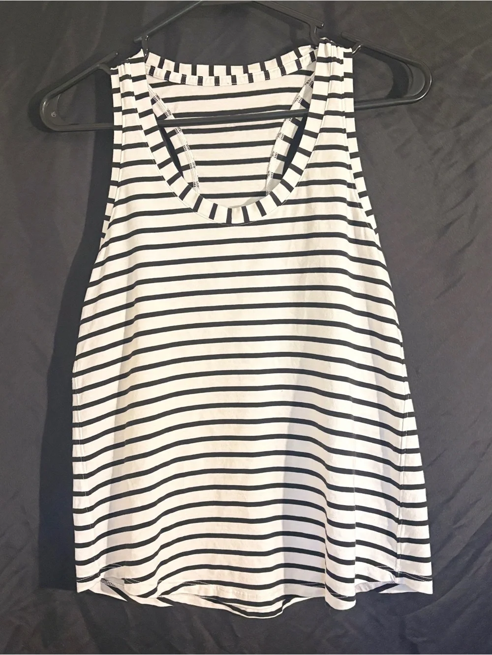 lululemon Love Tank Yachtie Stripe Black White Size 6 Racerback Scoop Neck